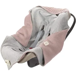 LÄSSIG Baby Strickdecke für Autositz Autositzdecke Einschlagdecke Babyschale 100% Bio-Baumwolle GOTS dusky pink