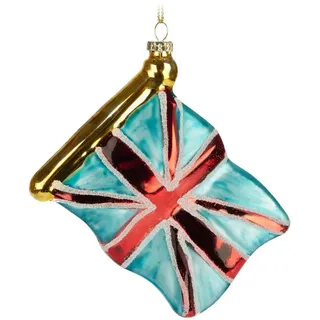 Brubaker Flagge Großbritannien - Handbemalte Weihnachtskugel aus Glas - 10 cm Baumkugel - UK Flagge England - Mundgeblasener Christbaumschmuck - Figur Lustig Deko Anhänger