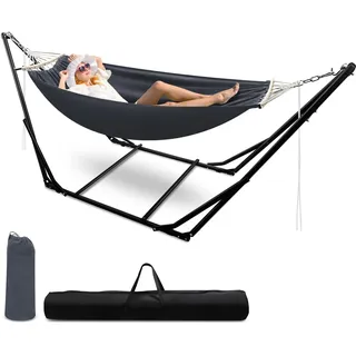 Eikuavons Hängematte mit Gestell, Hängesessel mit klappbarem Gestell, verstellbar Hängemattengestell bis 150 kg, Outdoor Hängematten, Metall Gestell hängematte Klappbar für Outdoor/Indoor