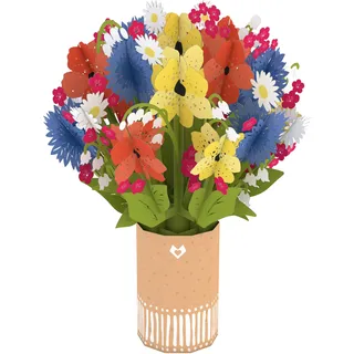 Lovepop® Wildblumenstrauß aus Papier | bunter 3D Pop-Up Bouquet Papierblumen-Strauß für Jahrestag, Hochzeitstag, Muttertag, Dankeschön | inkl. Notizkarte für Glückwünsche