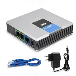 EIMSOAH VoIP Internet Phone Adapter, 2 Ports Internet Phone Adapter Unterstützt SIP V2 Protokoll mit Netzwerkkabel für PAP2T (EU-Stecker)