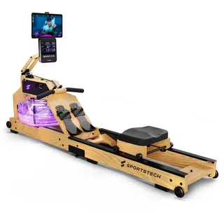 Sportstech Rudergerät WRX1000, Moderne LCD-Anzeige, LED-Feedback, Klappbar braun