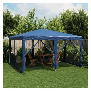 vidaXL Partyzelt mit 8 Mesh-Seitenteilen Blau 4x4 m HDPE