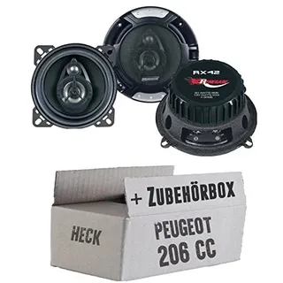 Lautsprecher Einbauset passend mit Renegade RX-42-10cm Koax-System für Peugeot 206 CC Heck