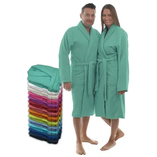 LEBENGOOD Bademantel für Damen, Herren, Unisex, Frottee 100% Baumwolle, Weicher Morgenmantel Dusche, Größen Flauschig, Leicht, S, M, L, XL, XXL, (XL, Agua) - XL