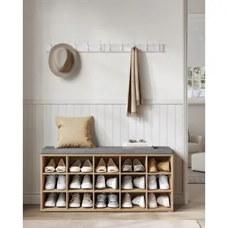 VASAGLE Schuhbank 105 x 30 x 48 cm türkisbraun-Taubengrau / türkisbraun