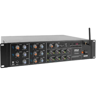 Pyle 8-Kanal Bluetooth Verstärker, 400W Mini Stereo Verstärker mit Mehrzonen Sound Mixer, RCA, USB, AUX für Lautsprecher, PA, Theater, Studio/Bühne
