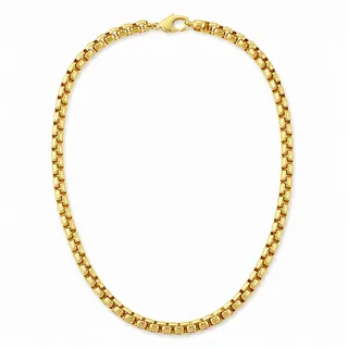 Tony Fein Kette ohne Anhänger Erbskette Venezianer 585 vergoldet Hochglanzpoliert Diamantiert, Made in Italy für Damen und Herren 52 cm
