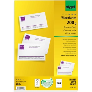 Sigel Visitenkarten DP939 satiniert weiß 200 g/qm