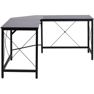 Homcom Computertisch L-Form Winkelschreibtisch Natur/ schwarz