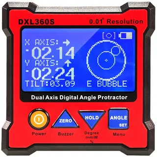 Winkelmesser Digital Box, DXL360S Dual Axis Digital Level Box, Digitaler Dual Achsen Wasserwaage Elektronische Neigungsmesser, Level Angle Finder für Holzbearbeitung Baugewerbe Automobilindustrie