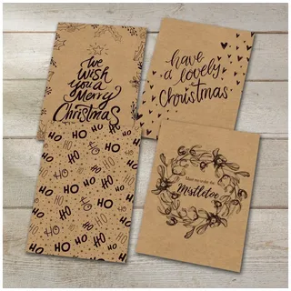 Sigel Weihnachts-Postkarten-Set Natural Christmas 24 Karten, Kraftpapier, 12 Motive, DS700