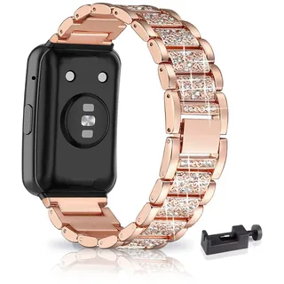 AireWiki Armband Kompatibel mit HUAWEI WATCH Fit 2 - Edelstahl Uhrenarmband für Herren und Damen, Elegant Metall für WATCH Fit (Roségold)