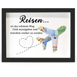 Geldgeschenk für Reise, Flitterwochen und Urlaub, Weltreise, Flugzeug Geschenk, Urlaubskasse Spardose, Geburtstag Geldgeschenk, Geldgeschenke Reisekasse für Freunde, Liebhaber Frauen, Männer, Schwarz