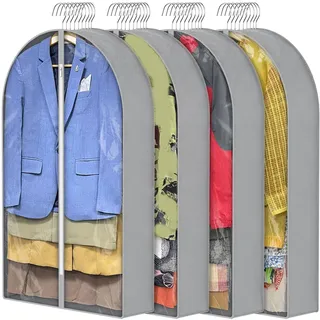 Ujjdwiurgh 4Pcs 40In Kleidersack Kleiderschutzhülle für Hängende Kleidung mit 6,5In Faltenboden, Mottenfeste Kleidertaschen Zur Aufbewahrung Von Hängenden Kleidungsstücken