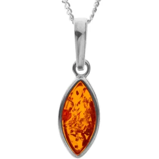 Ostsee-Schmuck Kette mit Anhänger Tadira Silber/ Bernstein