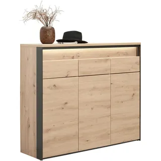 VOLEO Schuhschrank 126 x 106 x 38 cm 6 Fächer, 3 Schubladen braun