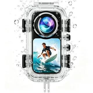 Honbobo Tauchgehäuse für Insta360 X6, 60M Wasserdichtes Gehäuse Unterwassergehäuse Schutz Hülle Case Unterwasser Schutz Zubehör für Insta360 X6, Zwei Klemmen, mit 1/4" Schraube Anschluss Halterung