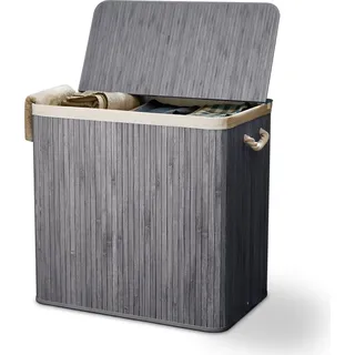 Juskys Bambus Wäschekorb Curly - Grau