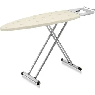 Tefal IB5100 Bügeltisch (Sicherheitsablage, Dampfbügelfläche ohne Durchtropfen, integrierte Kleiderstange, höhenverstellbar) silber/beige