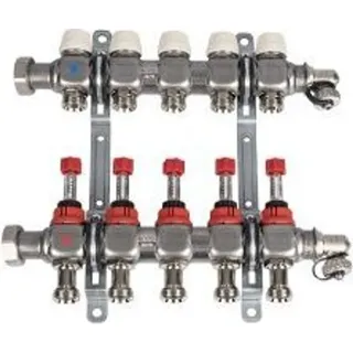 Kermi x-net Verteiler 1" Komfort-7 für 7 Kreise, Baulänge 420 mm