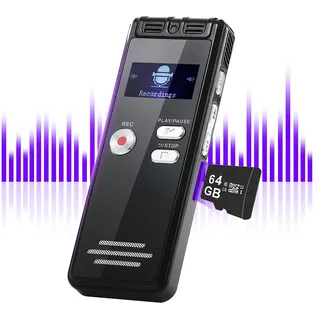 128GB NekSide Diktiergerät Aufnahmegerät, 3072kbps Diktiergerät Digital Voice Recorder, Type-C Interface Tonbandgerät One-Touch-Aufnahme MP3, HD Dual MIC Aufnahmegerät für Vortrag, Interview, Meeting