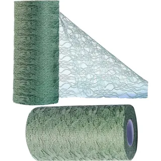 Coonoor Tischläufer Spitze Tischläufer Tischband Tischdecke Küche Esstisch Dekoration (15cm*22.8m), für Hochzeit Geburtstage Tischdekoration Kommunion Herbst Braut grün