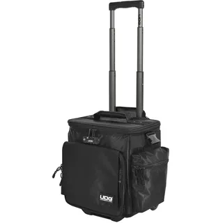UDG Ultimate SlingBag Trolley Deluxe Schwarz MK2, Schwarz innen (U9981BL) | Für bis zu 60 12"-Schallplatten; Laptops bis 13"; wasserabweisendes Nylon 420D; schaumstoffgepolstertes Hauptfach