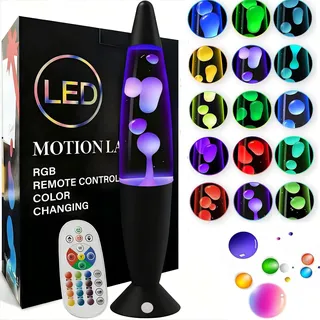 AONESY Lavalampe Kinder mit 17 Farbwechsel: Lavalampe Groß für Stressbewältigung und Entspannung | Große Lavalampen Schwarz Gold | Dimmbar Glitzer Lampe für Kinder Erwachsene | 40cm Schwarz