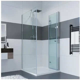 IMPTS Eckdusche mit Falttür links 120 x 90 cm Einscheibensicherheitsglas