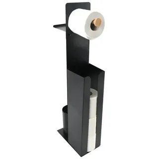 spirella WC-Garnitur YONI, WC, Toilette, Badezimmer, Gäste-WC, (Komplett-Set, Kombi: WC Bürste, Toilettenpapier- u. Ersatzrollenhalter, Ablage), für bis zu 4 Ersatzrollen, Stahl & Bambus, schwarz matt schwarz