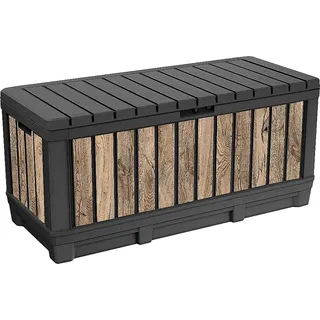 Keter Gartenbox Kentwood 350 Liter - Holzoptik Pinie - 132 x 54 x 59 cm - wasserdicht & witterungesbeständig - Braun
