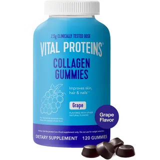 Vital Proteins Gomitas de colágeno, 2,5 g de colágeno clínicamente probado para cabello, piel, uñas y arrugas, 120 ct, suministro de 30 días, sabor a uva