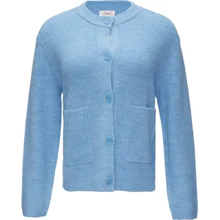 Strickjacke aus Alpakamix mit aufgesetzten Taschen - blau - 48