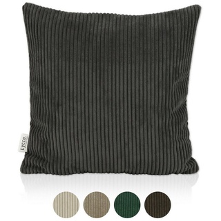 lycce Dekokissen Kissenbezug aus trendigem Cordstoff (50x50cm), dunkelgrau grau