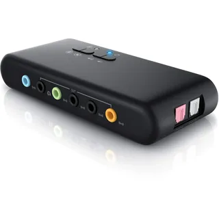 CSL - USB 7.1 Soundkarte extern 8-Kanal - Channel USB Soundbox - Dynamic 3D Surround Sound - für bis zu 8 Lautsprecher - gleichzeitige Aufnahme und Wiedergabe - analoge und Digitale Audiogeräte