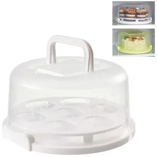 Sahgsa Transparente Kuchenbox Runder Kuchenbutler Tortenbehälter Kunststoff Tortenhaube Kuchenbehälter mit Griff Tragbare Tortenschachtel Transport Von ​Kuchen, Keksen, Torte,