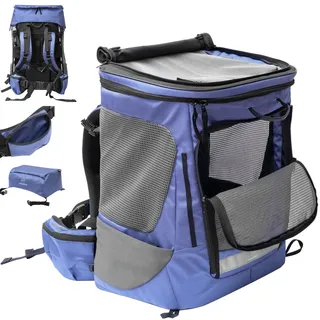 Wanderpfote Hunderucksack bis 12kg - Modell Daypack, Größe M, Blau - Premium Rucksack für kleine bis mittelgroße Hunde mit Höhenverstellbarem Tragesystem und viel Raum für den Hund