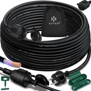 Kesser KESSER® Verlängerungskabel mit Schutzkappe Outdoor - für Innenbereich Außenbereich - Verlängerung Stromkabel – 230 V IP44 - Schutzkontakt Baustellenkabel Schutzkontaktstecker
