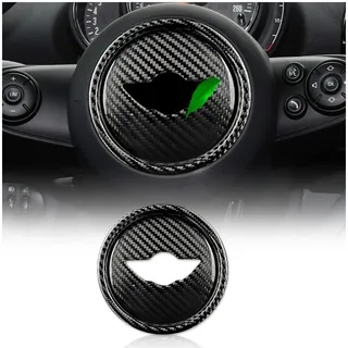 KUNGKIC Kohlefaser Auto Lenkrad Mittelmarkierung Abdeckung Dekorative Aufkleber für Mini Cooper Clubman F54 F55 F56 F57 F60 Countryman 2013 2014 2015 2016 2017 2018 2019 2020 2021 2022 Zubehör-Schwarz