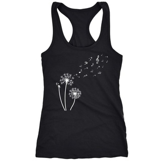 Neverless Tanktop Damen Tank-Top Pusteblume Musiknoten Noten Musik Dandelion Racerback Slim Fit Neverless® schwarz XXL