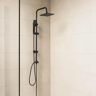 Grafner Duschgarnitur mit Regenschauerduschkopf und Handbrause, Duschsäule schwarz