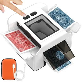 Kartenmischmaschine Elektrische - Automatischer Kartenmischer mit 2000mAh Akku Wiederaufladbarer, Mischmaschine Karten für 1–2 Decks, Geräuscharm Kartenmischgerät für UNO, Poker, Phase 10, Blackjack
