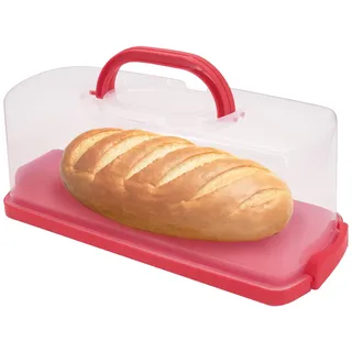 DingGreat Rechteckige Kuchen Transportbox 36x15.6x13.5cm - Kuchenbehälter mit Deckel & Tragegriff, Kuchentransportbox für Kastenkuchen, Brot und Muffins, stapelbar, spülmaschinengeeignet (Red)