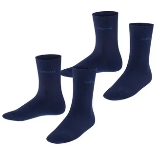 Esprit Socken Foot Logo Multipack K So Baumwolle einfarbig 2 Paar, Blau 35-38