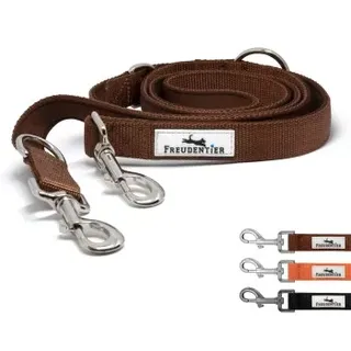 Freudentier Hundeleine 2m, gepolstert, & verstellbar braun 2 cm