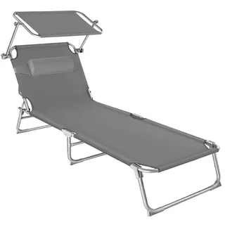 Tectake Chloé Sonnenliege 190 x 68 x 65 cm Grau