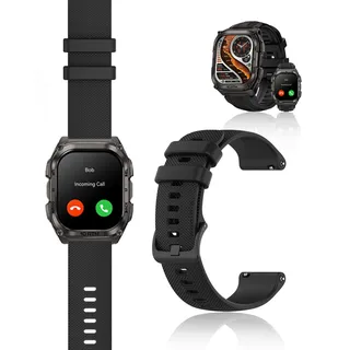 Armband für KOSPET Tank M4, yystao Silikon Uhrenarmband Kompatibel mit KOSPET Tank M4, Hautfreundlich Smartwatch Ersatzband 22MM (Schwarz)