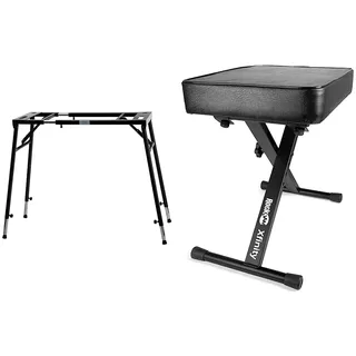 Classic Cantabile Keyboardständer Klapptisch & RockJam Premium Adjustable Padded Keyboard Bench or Digital Piano Stool