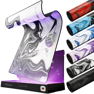 Nyfter - Premium XXL Gaming Mauspad Nyfpad 900x500mm Mousepad im Liquid Design Wellenfrei mit extra vernähten Kanten (White-Black)